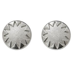 Vintage TRIFARI Silver Sunburst Clip-On Earrings | Signed